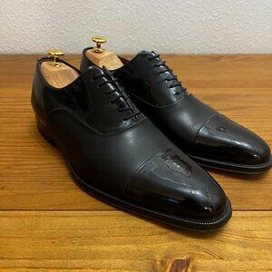 Magnanni Cesar Black Cap Toe Oxfords Leather Dress Shoe Size 10 USED ONCE